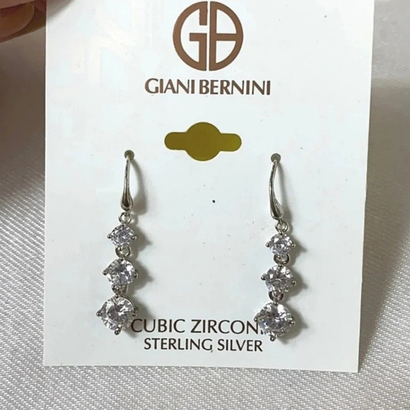 Giani Bernini 925 Sterling Silver CZ Drop Earrings. NWT - Picture 2 of 2